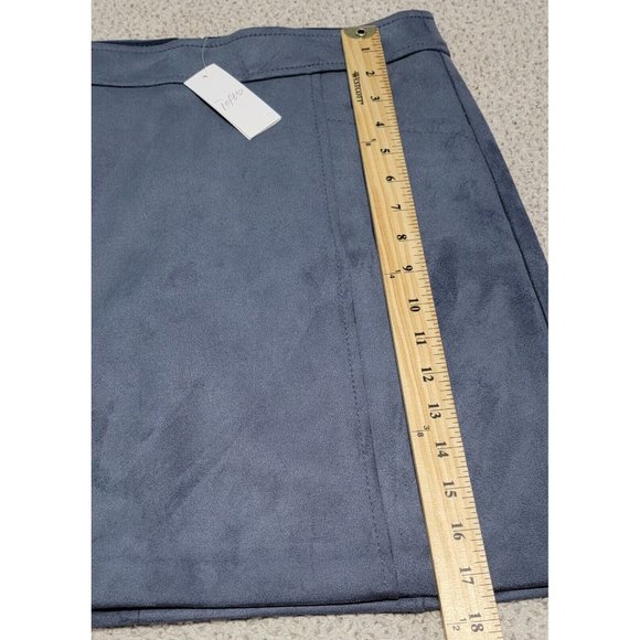 LOFT Womens Blue Faux Suede Mini Skirt w/ Front Pockets Back Zip Size 6 NWT - Picture 11 of 13